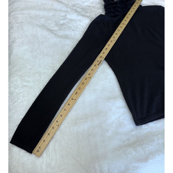 Eccoci Women's Black Ruffle Neck Cashmere & Silk Turtleneck Sweater Sz S - Picture 12 of 13